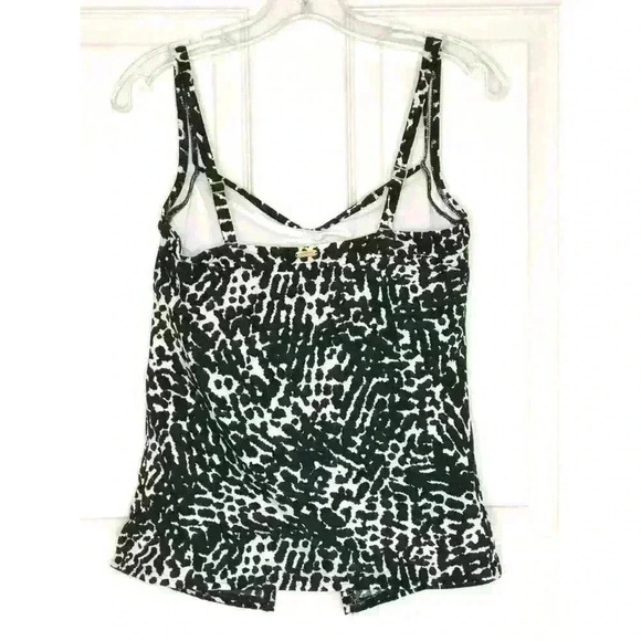 Lands' End tankini top size 10 adjustable straps built in bra animal print black - Picture 3 of 11